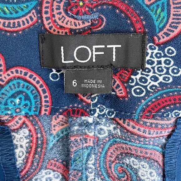 Ann Taylor LOFT Boho Paisley Patterned Belted Bow Tie Shorts - Picture 7 of 9